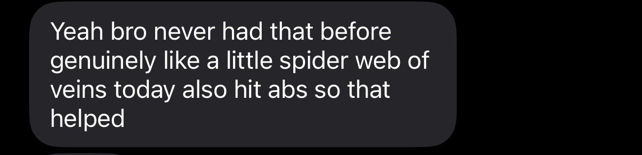 Screenshot of a client's text message describing their progress