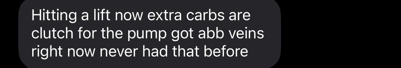 Screenshot of a client's text message describing their progress